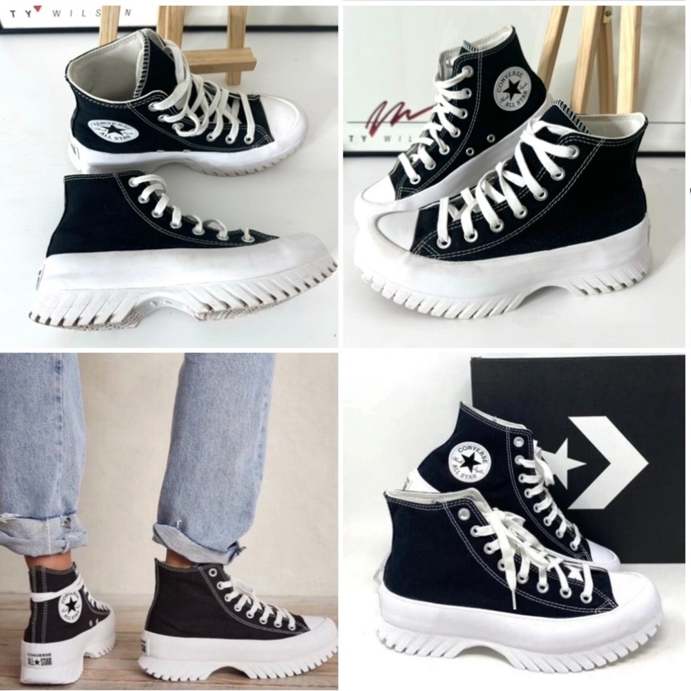 Converse Black & White High-Top Platform Sneakers
